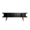 Manhattan Comfort Utopia 70.47" TV Stand with Splayed Wooden Legs and 4 Shelves in Black 19753
